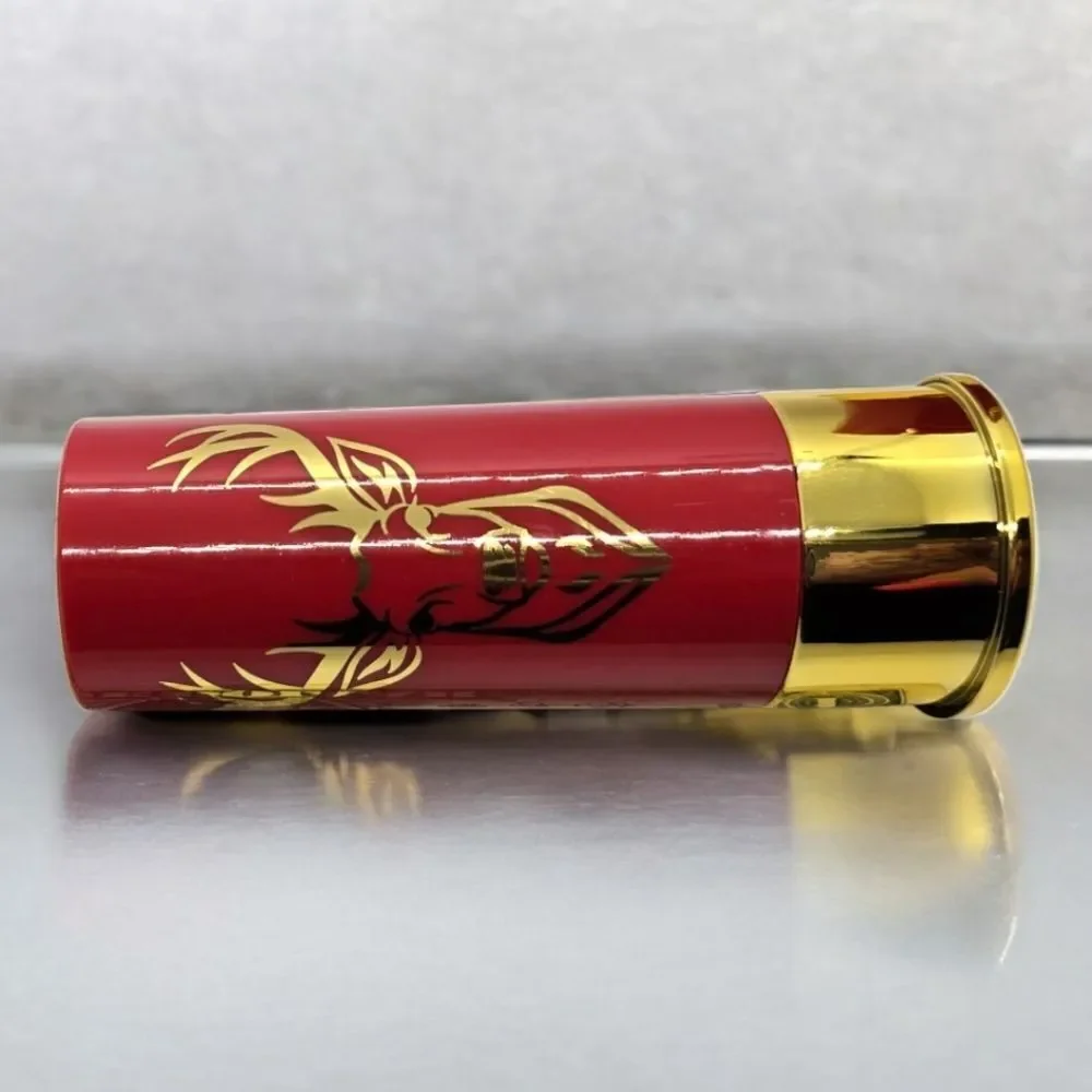 Gift Box Set 12 Gauge Shotgun Shell Red Shot Glasses Gold Deer Novelty Barware